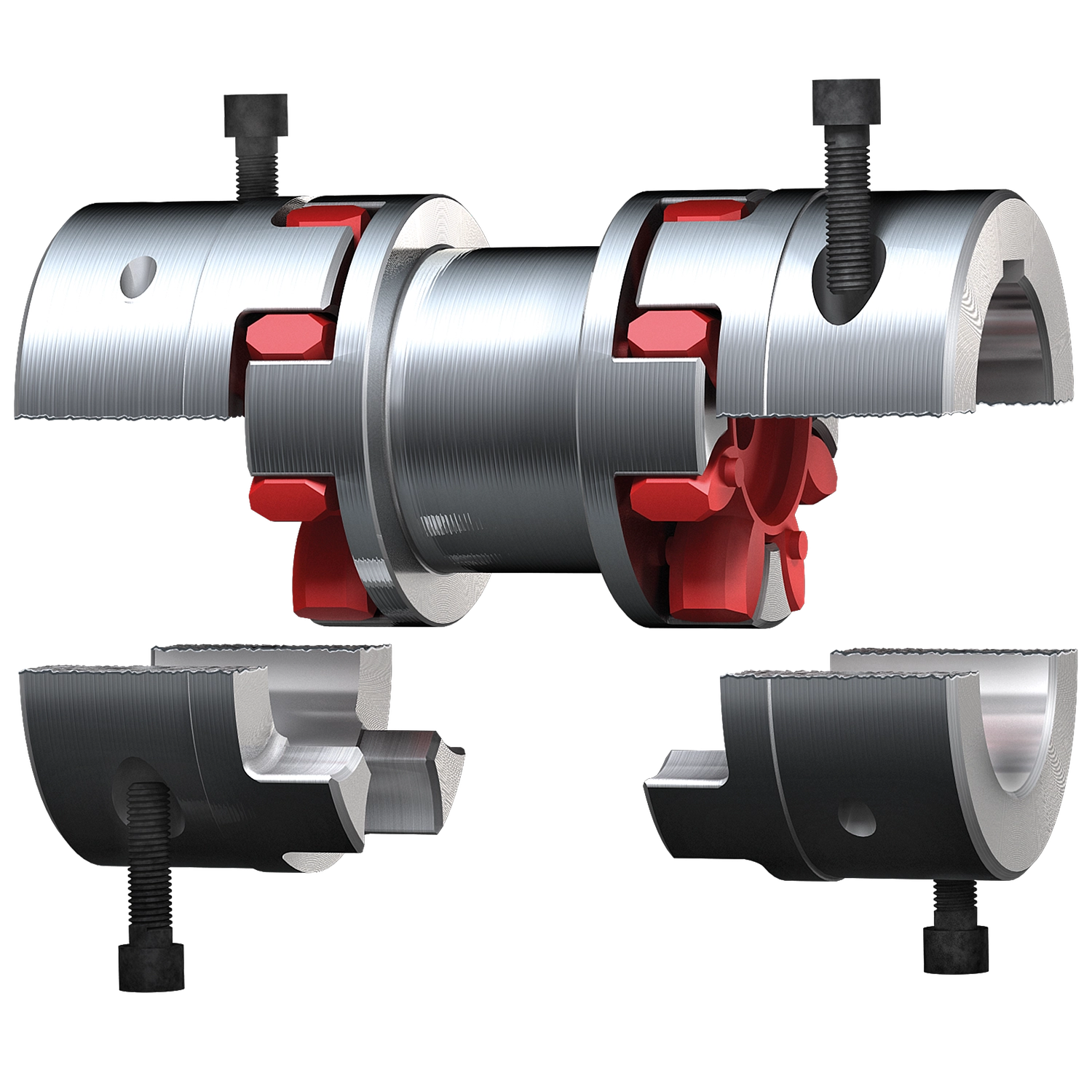 Product image side ROTEX ZS DKM SH double-cardanic shaft coupling with SPLIT hubs Product image side ROTEX ZS DKM SH double-cardanic shaft coupling with SPLIT hubs