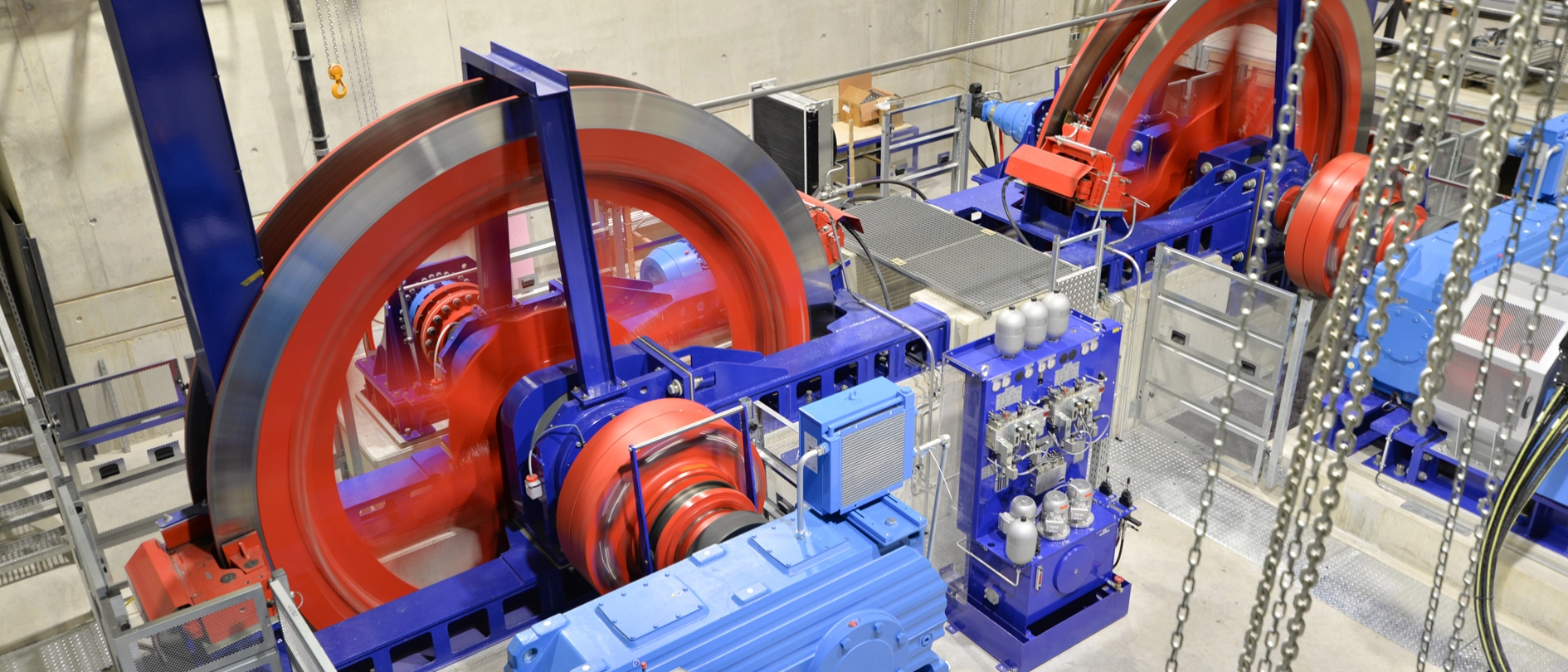 Seilbahn Zugspitze, Seilbahnantrieb im Maschinenraum in der Talstation Seilbahn Zugspitze, Seilbahnantrieb im Maschinenraum in der Talstation